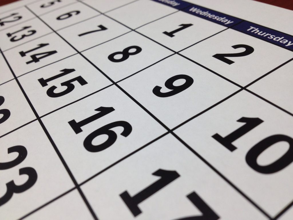 Image of monthly calendar