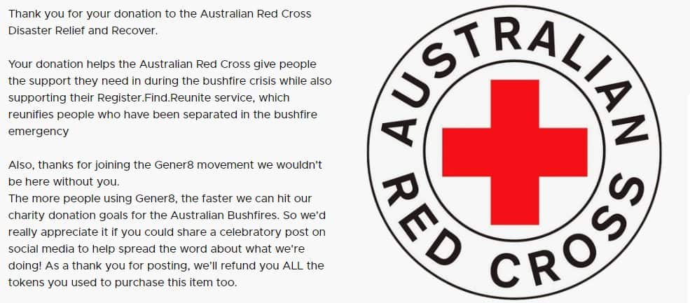 Donation to Australian Red Cross for the bushfire crisis